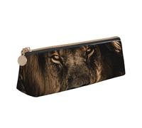 León Africano Salvaje Felino Mane Primer Plano Vida Silvestre, Estuche para lápices con Forma de triángulo, Estuche portátil de Cuero con Cremallera, Estuche para cosméticos