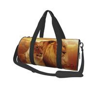 León Africano y Leona, Bolsa de Viaje de Gran Capacidad, Bolso Redondo, Bolsa de Viaje Deportiva, Bolsa de Mano, Bolsa de Fitness