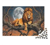 León africanoRompecabezas DIY 1000 Piezas Cartón Grueso Luna Llena Cielo Nocturno Actividad Cerebral Anzianos, Actividad Indoor, Nonos Y Abuelas 38x26cm/1000pcs