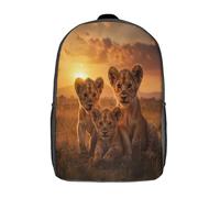 León And Cub at Solset Mochila Escolar Para Niños Paisaje africano Viaje Bolsas Para Portátil Adolescentes Alta Capacidad Bolsa De Escuela 17inch