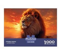 León Atardecer Africano Puzzle de 1000 Piezas Papel Puzzle para Adultos Relajación Decoración Regalo Familiar 52x38cm/1000pcs
