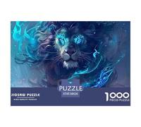 León Azul Místico Puzzle de 1000 Piezas Papel Puzzle para Adultos Arte Fantástico Puzzle para Toda la Familia Decoración Relajación Regalo 38x26cm/1000pcs 38x26cm/1000pcs