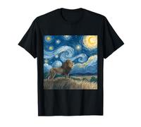 León bajo Cielo Estrellado Van Gogh Remolinos celestiales Arte África Camiseta