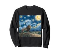 León bajo Cielo Estrellado Van Gogh Remolinos celestiales Arte África Sudadera