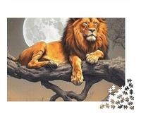 León bajo la luz de la Luna Rompecabezas DIY 1000 Piezas Cartón Extra Grueso para Familias, Juego Divertido, Linda Decoración, Regalo De Cumple Todas Las Edades 70x50cm/1000pcs