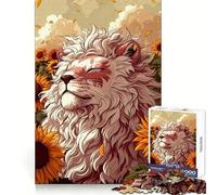 León Blanco en un Campo de Girasoles Rompecabezas para Adultos de 1000 Piezas Pensamiento Claro y Relajante Bordes precisos (38x52cm)