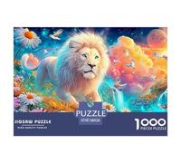 León Blanco en un Paisaje Vibrante y Florido Puzzle De 1000 Piezas león Diversión De Ingenio para Adultos Y Niños 38x26cm/1000pcs