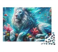 León Blanco Fantasía Océano Puzzle de 1000 Piezas Papel para Adultos Mundo Submarino Juego de Puzzle 1000 Piezas Relajación Familia 38x26cm/1000pcs