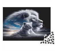 León Blanco par Arte Rompecabezas 1000 Piezas Pareja león Blanco en Escena fantasía Estético Desafiante Desafío Duro Imposible Regalo Mujeres Hombres Decoración Hogar Adultos