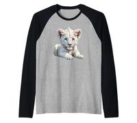 León Blanco. Vida Salvaje, Animales bebés Camiseta Manga Raglan
