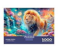León Camina por un Arroyo Floral Puzzle De 1000 Piezas el León Ideal para El Placer Familiar, Adultos Y Niños 38x26cm/1000pcs