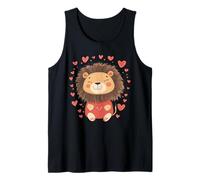 León con Corazones Damas Amor San Valentín niña león Camiseta sin Mangas