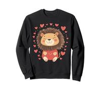 León con Corazones Damas Amor San Valentín niña león Sudadera