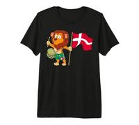 León con la Bandera de Dinamarca Camiseta Premium