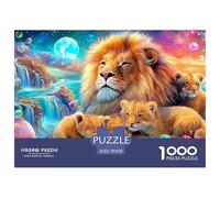 León con Sus crías en un Paisaje acuático mágico Puzzle De 1000 Piezas león Hombres, Mujeres, Ancianos Y Mayores 70x50cm/1000pcs