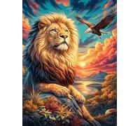 León con un águila al Atardecer Puzzle 300 Piezas Cartón Resistente para Parejas Vida Silvestre y Plantas Noches De Cita para Relajarse para Fiestas Navideñas 300 PCS