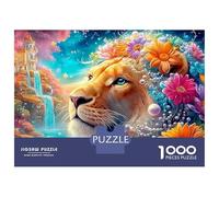 León con un Colorado Tocado Floral Puzzle De 1000 Piezas el León Desafío De Ingenio para Adultos Y Niños 70x50cm/1000pcs