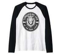 León Conquistador De La Tribu Judá Hebreo Israelita YHWH Camiseta Manga Raglan