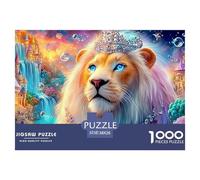 León Coronado en un Vibrante Escenario de Cuento de Hadas Puzzle De 1000 Piezas león Perfecto Regalo De Cumpleaños para Niños Y Adultos 38x26cm/1000pcs