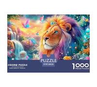 León Coronado en un Vibrante Paisaje Floral Puzzle De 1000 Piezas para Adultos Y Niños A Partir De 12 Años león Juego Desafiante Y De Ingenio 38x26cm/1000pcs