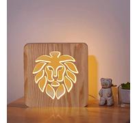 León creativo 3D lámpara de escritorio de madera, lámpara de decoración infantil decoración de dormitorio con