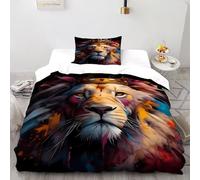 León Crown Juego De Ropa De Cama Elegant Comfort Lujoso Animales Lindos Fundas De Edredón Lavables 2 Piezas 1 Funda De Almohada(50 * 75) Single（135x200cm）
