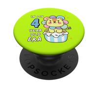 León de 4º cumpleaños en mi era de 4 años lindo animal divertido PopSockets PopGrip Adhesivo
