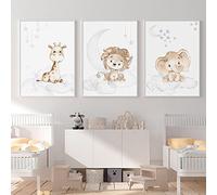 LeóN De Dibujos Animados Elefante Animales Africanos Nubes GuarderíA PóSter ImpresióN Lienzo Pintura Beige Arte De La Pared Cuadros Bebé Dormitorio Decoracion Para El Hogar Sin Marco
