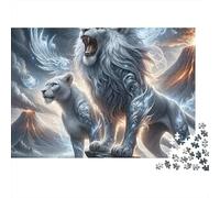 León de Hielo Puzzle de 1000 Piezas Papel Puzzle para Adultos Montañas Nevadas Relajación Decoración Regalo Familiar 52x38cm/1000pcs