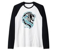León de Judá EST 1948 Símbolo del León Rugido de Israel Camiseta Manga Raglan