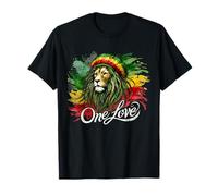 León de Judá One Reggae Love Heart Jamaica Rock Roots Camiseta