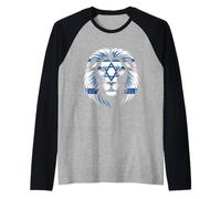 León de Judá Orgullo Judío Bandera Israel Fuerza Unidad Camiseta Manga Raglan