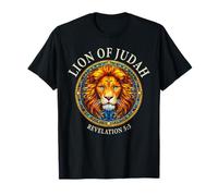 León de Judá Revelación Biblia Versículo Vitral Arte Camiseta