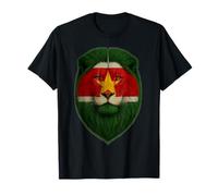 León de la bandera de Surinam con bandera de Surinam Camiseta