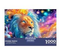 León de Manada Azul en un Terreno fantástico y Luminoso Puzzle De 1000 Piezas león Diversión De Ingenio para Adultos Y Niños 38x26cm/1000pcs