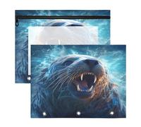 LeóN De Mar Azul Fresco Estuches para Lápices Transparentes para Archivador de 3 Anillas(2 Pack)