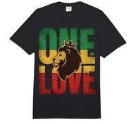 León de Reggae Desgastado con Corona en Colores rastas de One Love Comfort Colors Adult Heavyweight T-Shirt