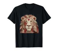 León de San Valentín con Melena de corazón Rojo Camiseta