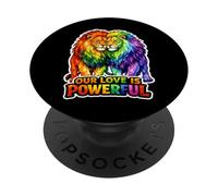 León del Orgullo Gay LGBTQ Rainbow Lion Queer Pride Igualdad PopSockets PopGrip Adhesivo