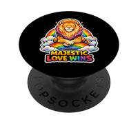 León del Orgullo Gay LGBTQ Rainbow Lion Queer Pride Igualdad PopSockets PopGrip Adhesivo