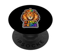 León del Orgullo Gay LGBTQ Rainbow Lion Queer Pride Igualdad PopSockets PopGrip Adhesivo