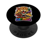León del Orgullo Gay LGBTQ Rainbow Lion Queer Pride Igualdad PopSockets PopGrip Adhesivo