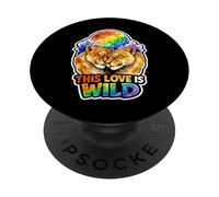 León del Orgullo Gay LGBTQ Rainbow Lion Queer Pride Igualdad PopSockets PopGrip Adhesivo