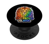 León del Orgullo Gay LGBTQ Rainbow Lion Queer Pride Igualdad PopSockets PopGrip Adhesivo