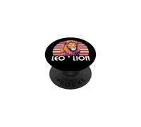 León del Zodiaco León, 23 de Julio - 22 de Agosto, León Retro, Astrología PopSockets PopGrip Adhesivo