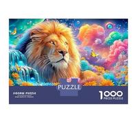 León descansa en un Campo de Girasol Puzzle De 1000 Piezas el León Juego Desafiante para Hombres, Mujeres Y Ancianos 38x26cm/1000pcs