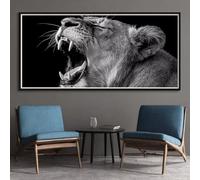 León Diamond Painting Adultos, 5D Cuadrados Pintura Diamante Animales en Blanco Y Negro Square Drill Cuadro Diamantes Kit Completo 40x90cm, DIY Pintar con Diamantes para Decoración de Hogar (SQ592)