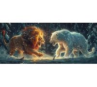 LeóN Diamond Painting Grande 60x120cm, 5D Diamond Painting Adultos Oso Polar, DIY Manualidades Adultos Kit Punto de Cruz, Cuadro Diamantes de Imitación Kit Bordado, Decoracion Hogar Regalo A-5151
