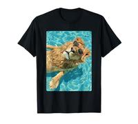 León Divertido con Gafas de Sol Cool Summer Animal Natación Camiseta