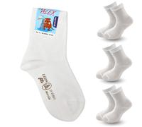 LEON D'ORO Calcetín niño algodón 3/6 pares calcetines niño algodón ligero verano calcetines Made in Italy, Blanco 3 Pares, 23-25